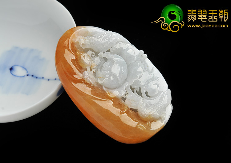 糯冰种黄翡缅甸翡翠A货两厢情愿挂件