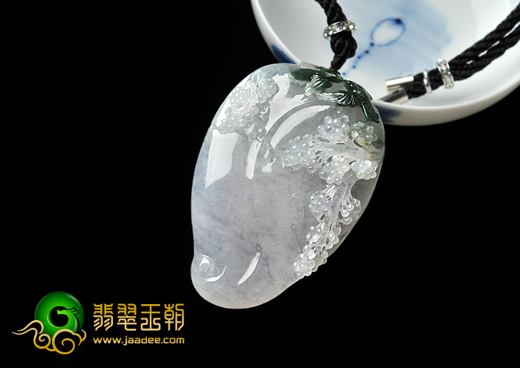 冰种晴水缅甸翡翠A货喜上眉梢挂件