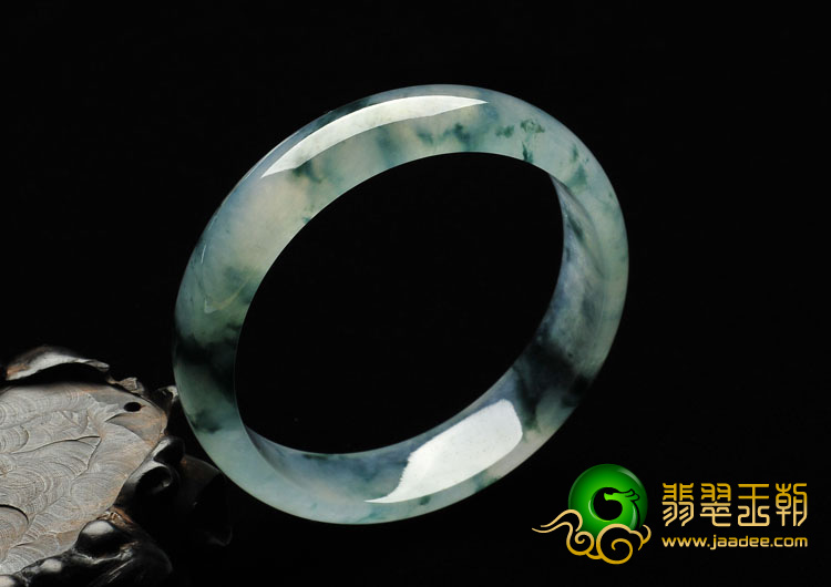 冰种淡紫罗兰飘花缅甸翡翠A货手镯（59.4mm）