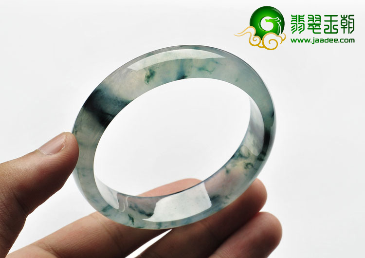 冰种淡紫罗兰飘花缅甸翡翠A货手镯（59.4mm）