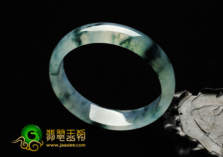 冰种淡紫罗兰飘花缅甸翡翠A货手镯（59.4mm）