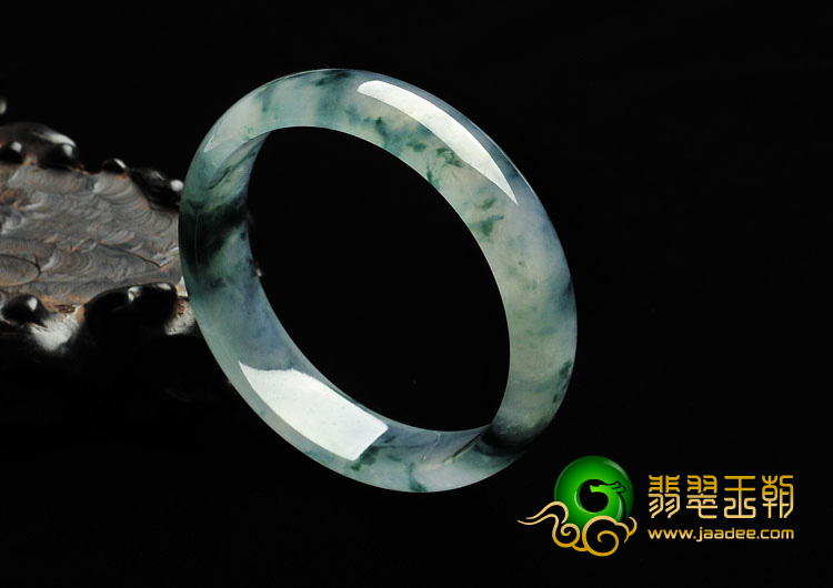 冰种淡紫罗兰飘花缅甸翡翠A货手镯（59.4mm）