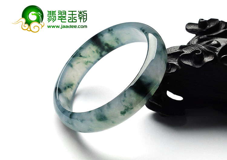 冰种淡紫罗兰飘花缅甸翡翠A货手镯（59.4mm）
