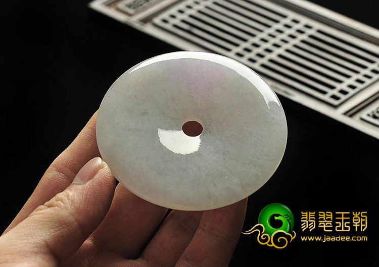 糯冰种春带彩缅甸翡翠A货平安扣挂件