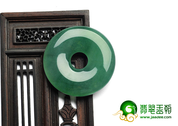 冰种翠色缅甸翡翠A货平安扣挂件