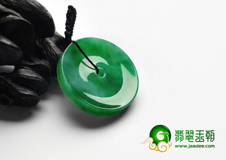 冰种阳绿满绿缅甸翡翠A货平安扣挂件