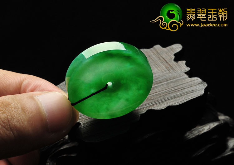 冰种阳绿满绿缅甸翡翠A货平安扣挂件