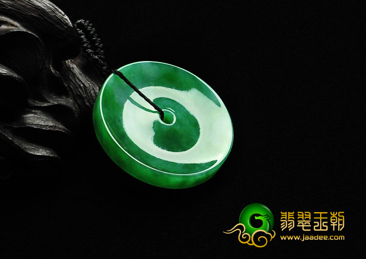 冰种阳绿满绿缅甸翡翠A货平安扣挂件