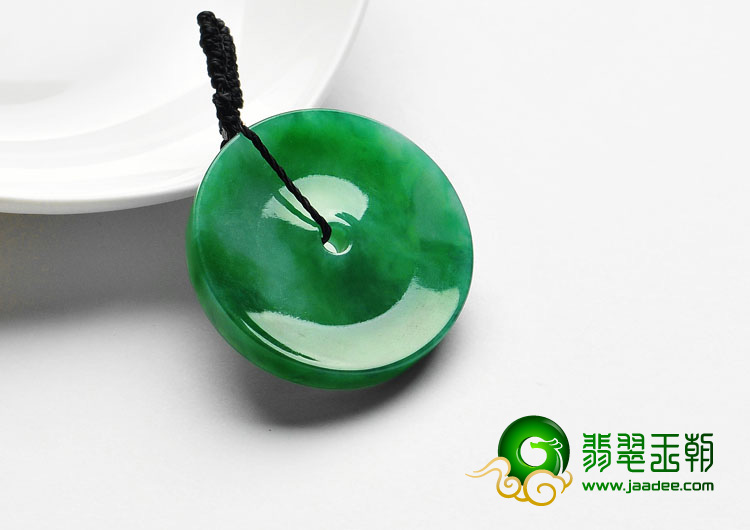 冰种阳绿满绿缅甸翡翠A货平安扣挂件