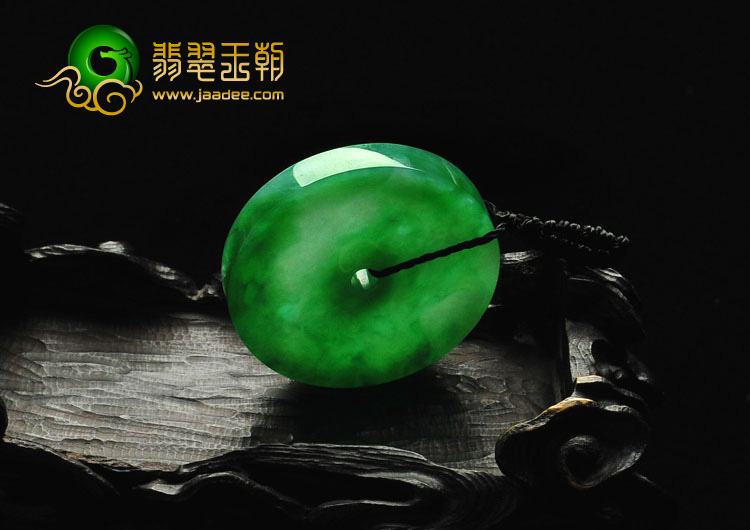 冰种阳绿满绿缅甸翡翠A货平安扣挂件