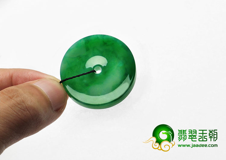 冰种阳绿满绿缅甸翡翠A货平安扣挂件