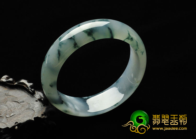 冰种飘花缅甸翡翠A货宽条手镯（57.8mm）