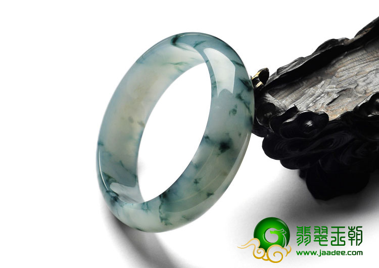 冰种飘花缅甸翡翠A货宽条手镯（57.8mm）