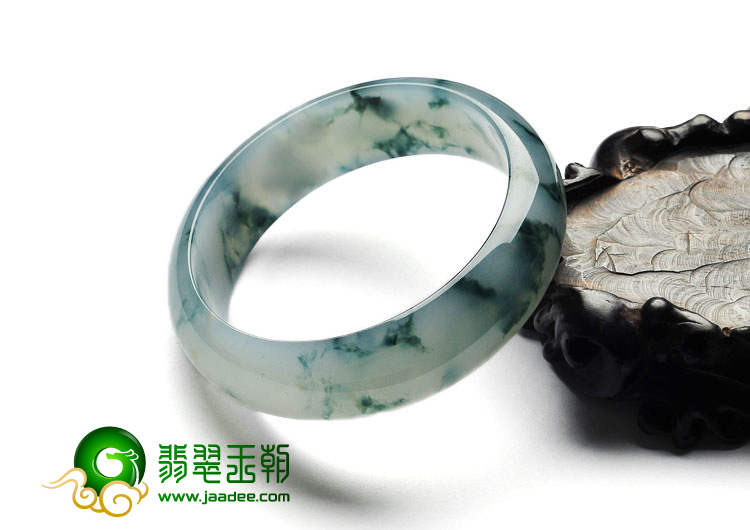冰种飘花缅甸翡翠A货宽条手镯（57.8mm）