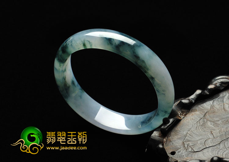 冰种紫罗兰飘花缅甸翡翠A货手镯（54mm）