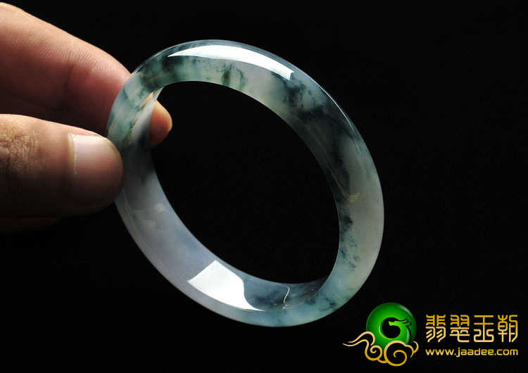冰种紫罗兰飘花缅甸翡翠A货手镯（54mm）