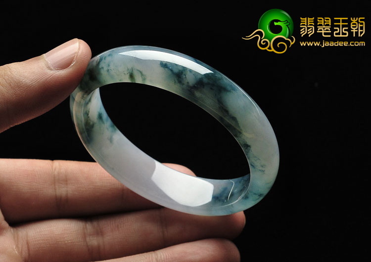 冰种紫罗兰飘花缅甸翡翠A货手镯（54mm）