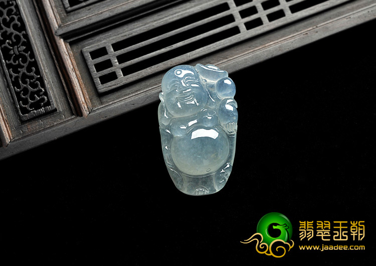 冰种晴水缅甸翡翠A货逍遥佛挂件
