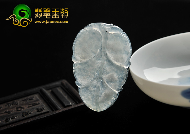 冰种缅甸翡翠A货叶子挂件