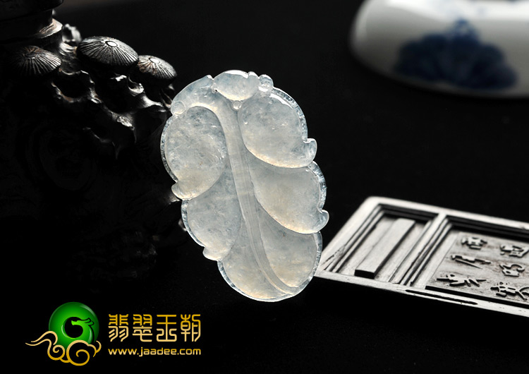 冰种缅甸翡翠A货叶子挂件
