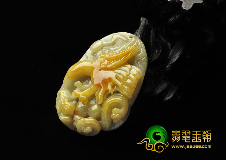糯冰种黄翡缅甸翡翠A货大展鸿图挂件