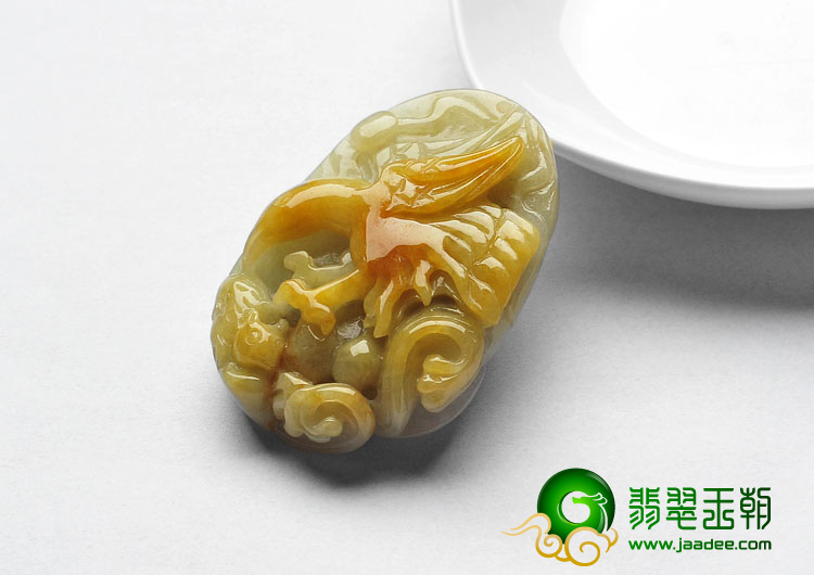 糯冰种黄翡缅甸翡翠A货大展鸿图挂件