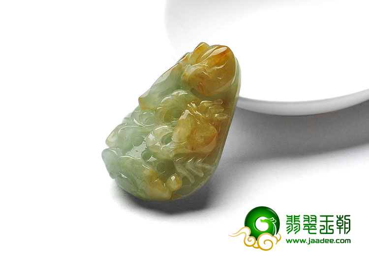 冰种黄翡缅甸翡翠A货如意挂件
