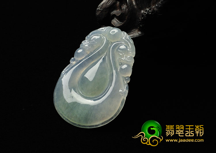 冰种晴水缅甸翡翠A货双龙如意挂件