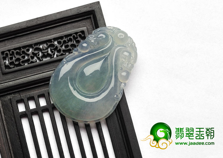 冰种晴水缅甸翡翠A货双龙如意挂件