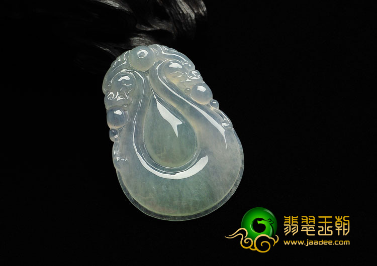 冰种晴水缅甸翡翠A货双龙如意挂件