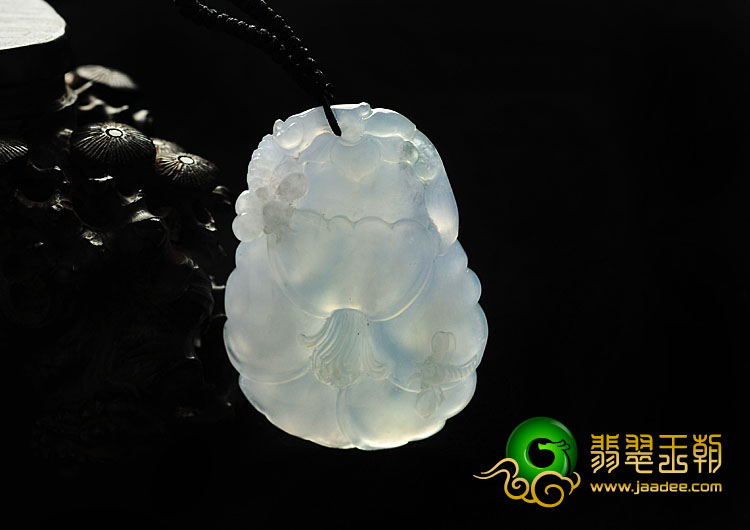 冰种晴水缅甸翡翠A货花开富贵挂件