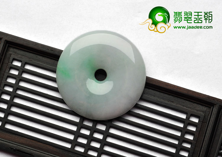 细糯种飘翠缅甸翡翠A货平安扣挂件