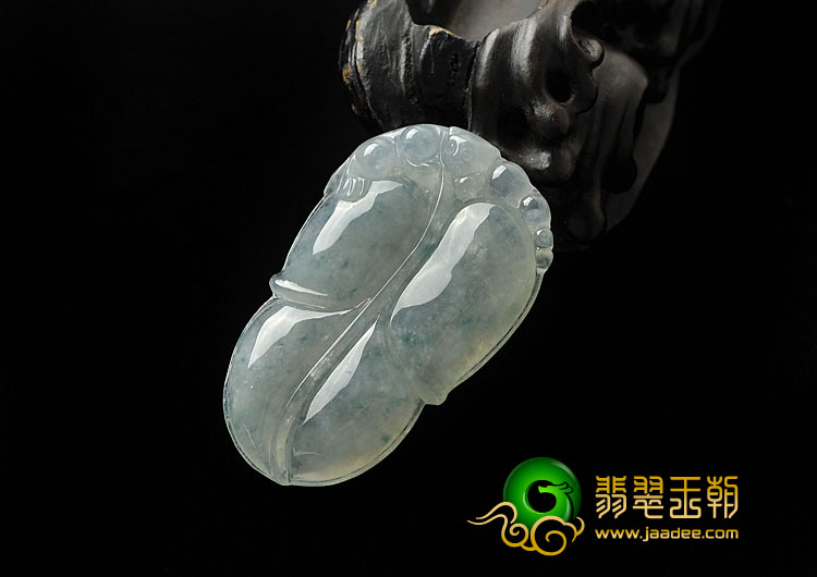 冰种飘花缅甸翡翠A货叶子挂件