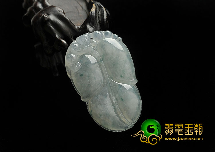 冰种飘花缅甸翡翠A货叶子挂件