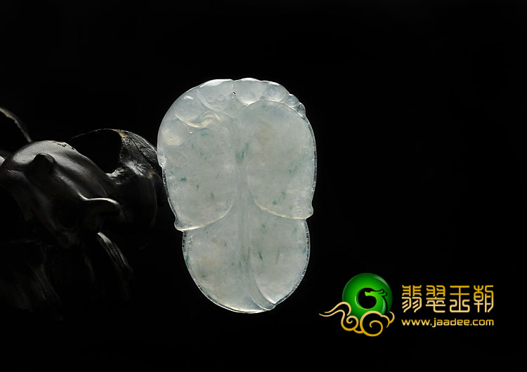 冰种飘花缅甸翡翠A货叶子挂件