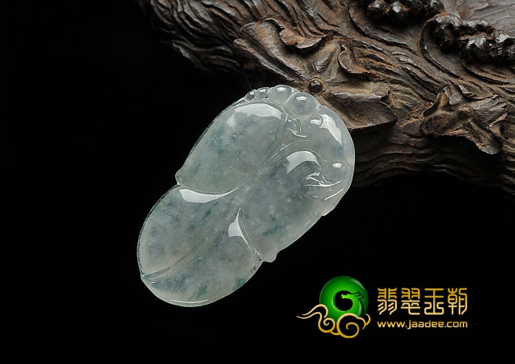 冰种飘花缅甸翡翠A货叶子挂件