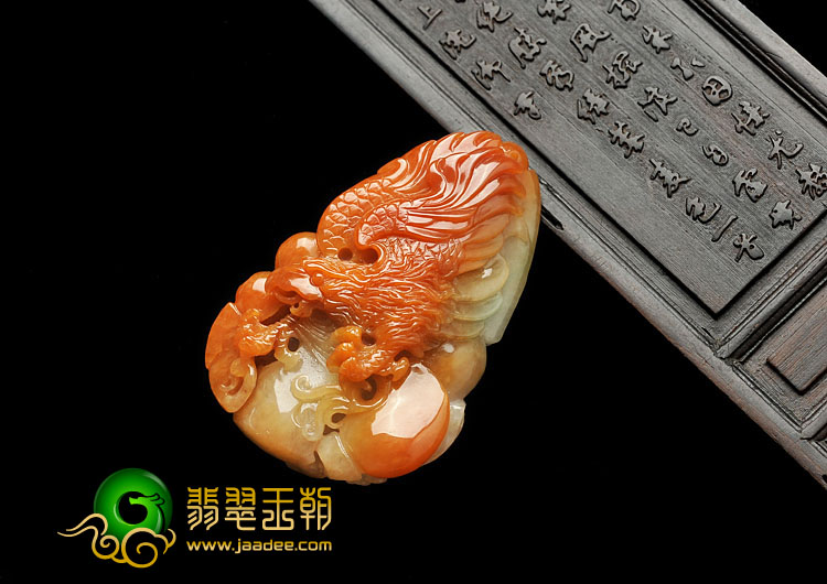 细糯种红翡缅甸翡翠A货大展鸿图挂件