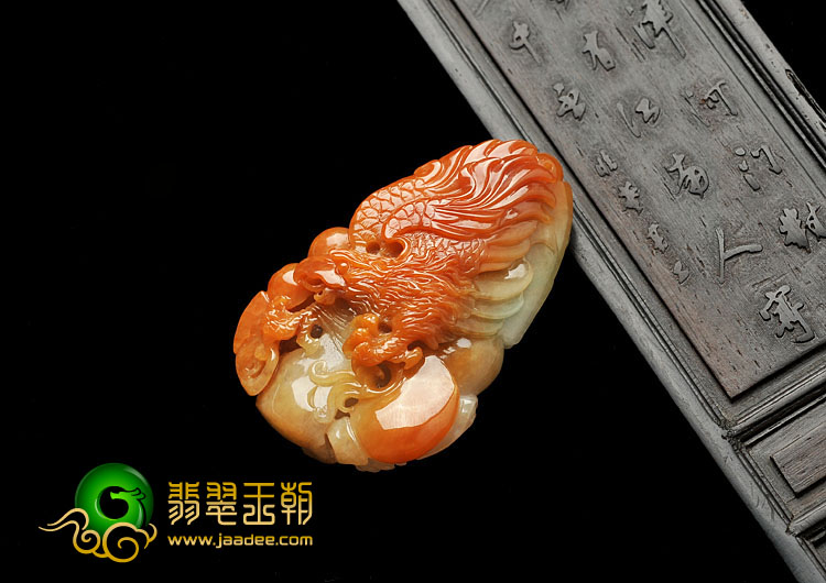 细糯种红翡缅甸翡翠A货大展鸿图挂件