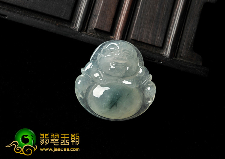 冰种飘花缅甸翡翠A货玉佛挂件