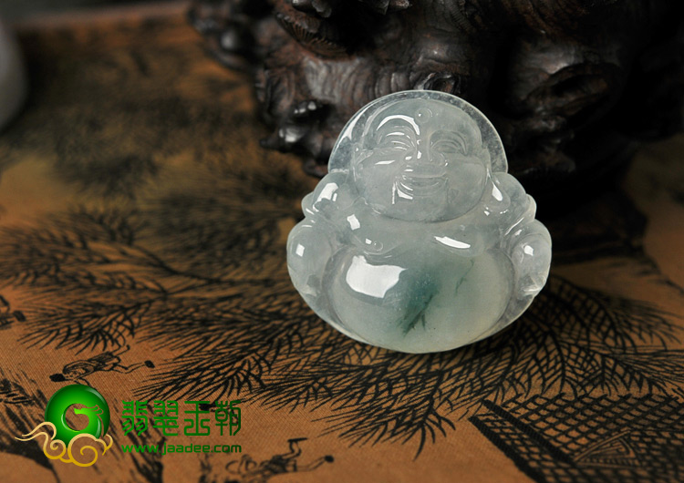 冰种飘花缅甸翡翠A货玉佛挂件