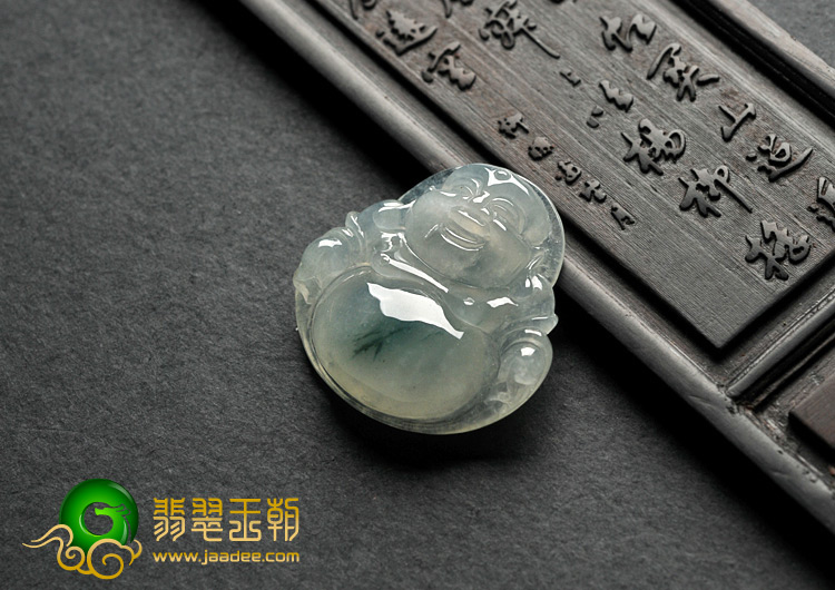 冰种飘花缅甸翡翠A货玉佛挂件