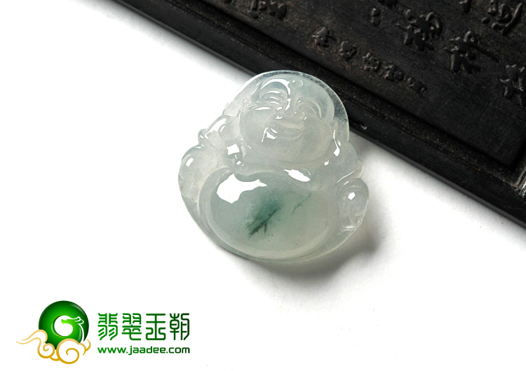 冰种飘花缅甸翡翠A货玉佛挂件
