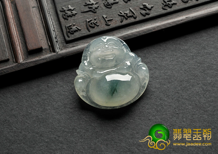 冰种飘花缅甸翡翠A货玉佛挂件