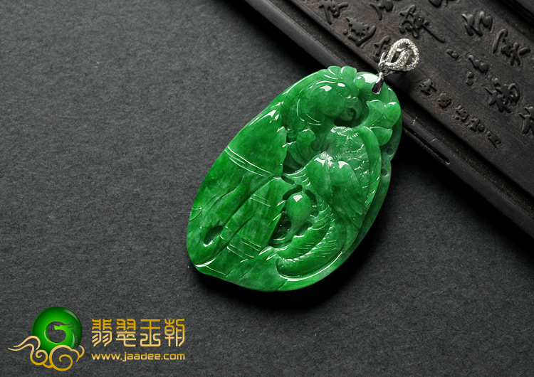 糯冰种正阳绿缅甸翡翠A货英明神武挂件