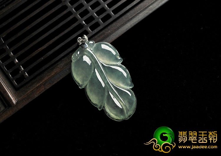 冰种晴水缅甸翡翠A货叶子挂件