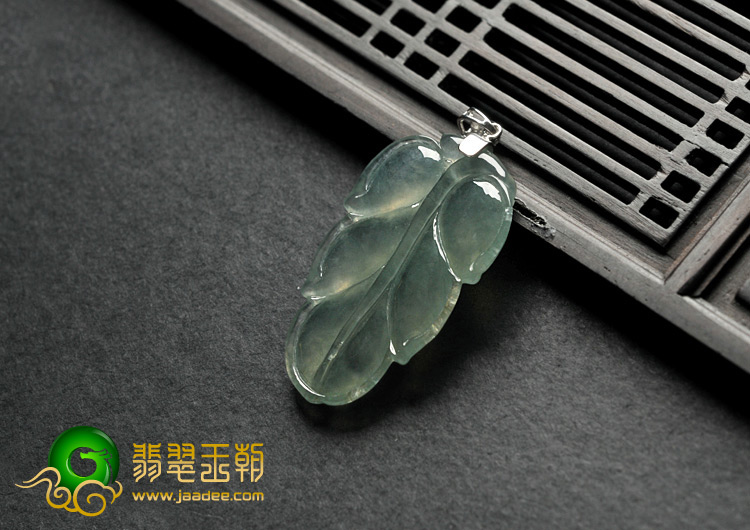 冰种晴水缅甸翡翠A货叶子挂件