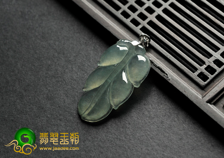 冰种晴水缅甸翡翠A货叶子挂件