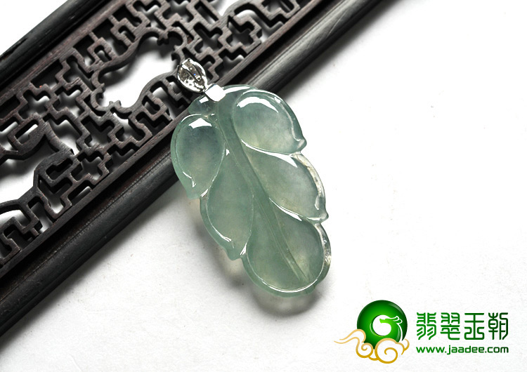 冰种晴水缅甸翡翠A货叶子挂件