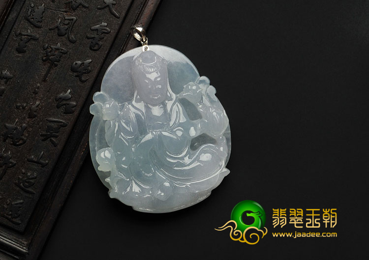 冰种晴水缅甸翡翠A货坐莲观音挂件