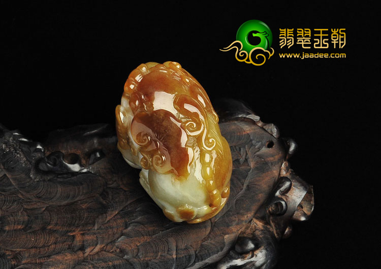feicui细糯种褐黄翡缅甸翡翠A货貔貅挂件